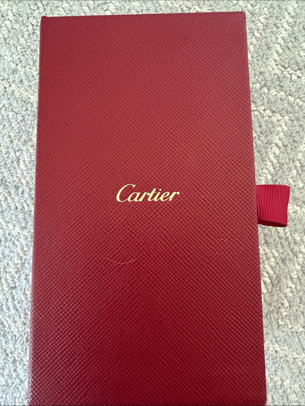 Cartier Burgundy Red Jewelry Cleaner box with Gold Logo